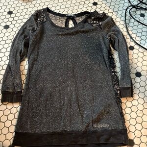 Gray sparkle split back top